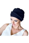 CAREBELL Turbante Confort Bambou Bonnet oncologique pour chimiothérapie ou alopécie, Bleu marine 08, Taille Unique