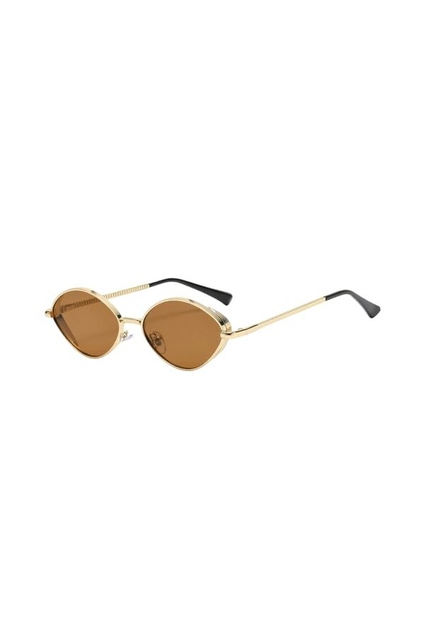 TEidea Lunette de Soleil Vintage Femmes Lunettes De Soleil Ovales Ligne Jambe avec Cadre en Métal Uv400 Lunettes De Soleil-C0