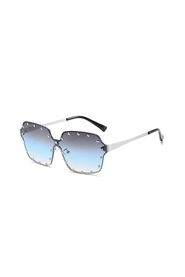 DLSM Rivet carré sans chasse-rivet hommes lunettes de soleil femmes de la mode surdimensionnée de lunettes de soleil gradient