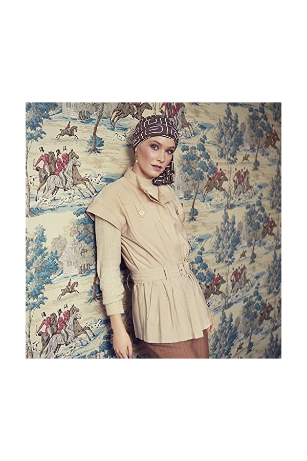 Christine Headwear Turban préformé Tula à nouer en bambou-viscose facile à enfiler imprimé gris perle