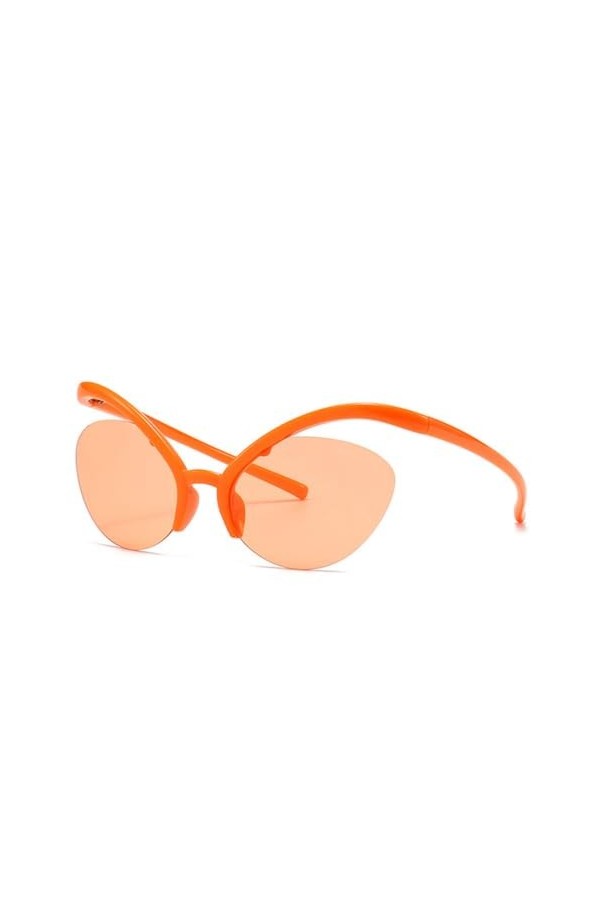 HCHES Lunettes de Soleil Oeil de Chat Vintage Femmes Rétro surdimensionnées sans Monture Vert sans Cadre Femme Lunettes de So