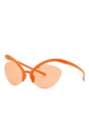 HCHES Lunettes de Soleil Oeil de Chat Vintage Femmes Rétro surdimensionnées sans Monture Vert sans Cadre Femme Lunettes de So