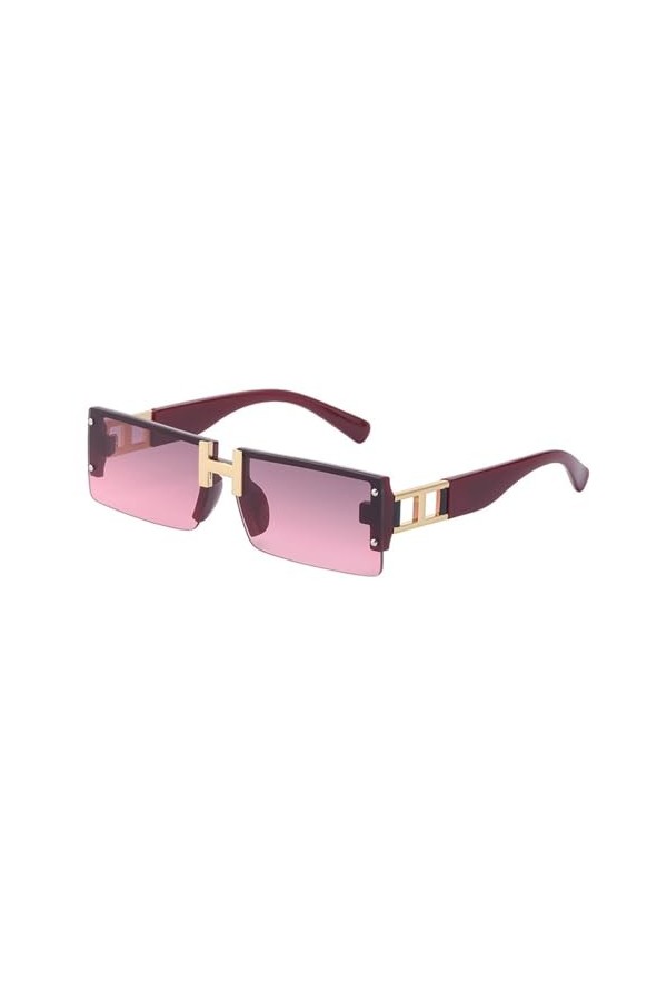 HPIRME Lunettes de soleil carrées sans monture pour femmes, lunettes de soleil rétro pour hommes UV 400,7, taille unique