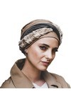 CAREBELL Elegance Stockholm Turban oncologique en coton pour chimiothérapie ou alopécie, Camel, Taille Unique