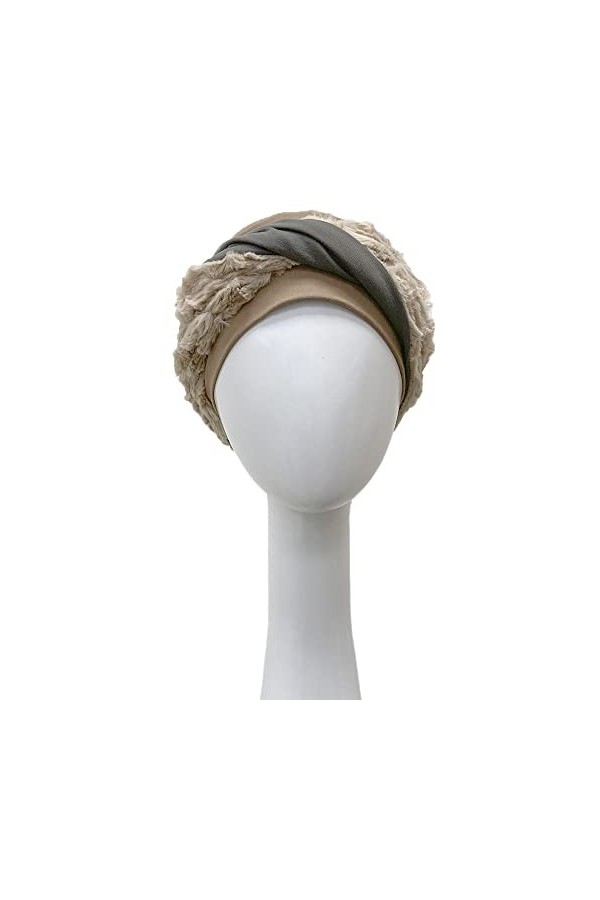 CAREBELL Elegance Stockholm Turban oncologique en coton pour chimiothérapie ou alopécie, Camel, Taille Unique