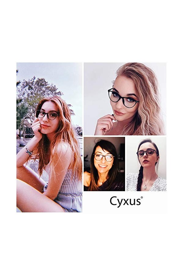 Cyxus Lunettes de soleil anti-lumière bleue - Anti-UV - Œil de chat - Monture de lunettes vintage - Style tendance pour lext