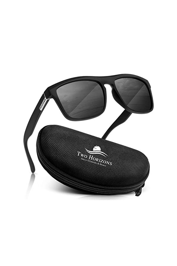 Two Horizons Lunettes de soleil polarisées UV400 pour homme et femme,Design rétro tendance,CE CAT3,Protection 100 % UV,Sport