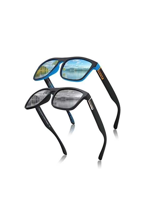 Two Horizons Lunettes de soleil polarisées UV400 pour homme et femme,Design rétro tendance,CE CAT3,Protection 100 % UV,Sport 