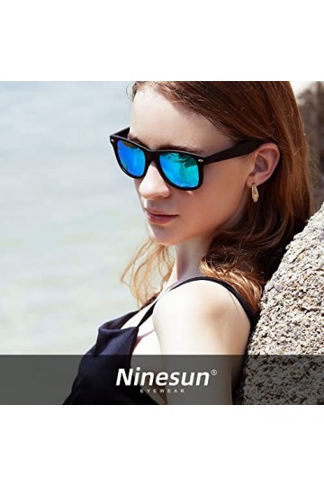 Ninesun lunettes de soleil polarisées classiques pour hommes et femmes unisexe Protection UV Vintage extérieur pour lunettes 