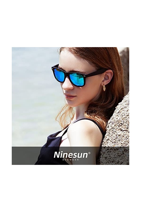 Ninesun lunettes de soleil polarisées classiques pour hommes et femmes unisexe Protection UV Vintage extérieur pour lunettes 