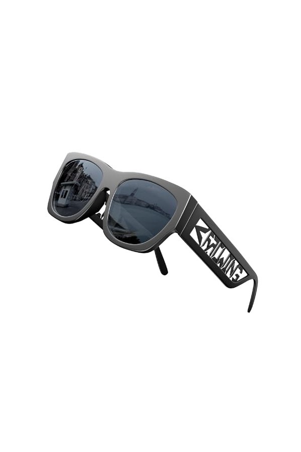 ROCKNIGHT Lunettes de soleil polarisées HD pour conduite avec protection UV400, anti-éblouissement, verres plats à branches t