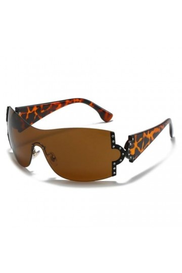 Lunettes de Soleil Une Pièce de Mode Femmes Lunettes de Soleil de Luxe en Cristal Brillant UV400 Dames Lunettes colorées Nuan