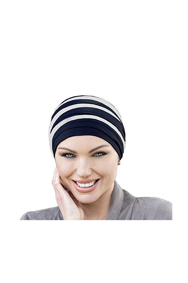 MASUMI Headwear for Chemo | Headwear pour femme | Turban pour perte de cheveux Dorna gris et noir - Gris - Taille Unique