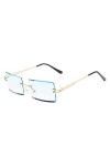 DLSM Lunettes de soleil rectangs sans joindre Femme Square Square Lunettes de soleil mâle pour Femmer Shades UV400 Anti Ultra