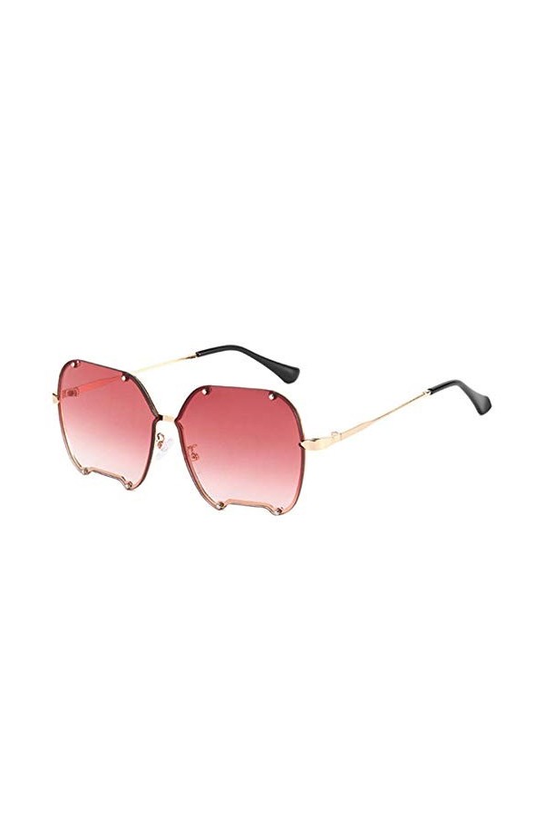 DLSM Lunettes de soleil en métal Irregular Hommes Femmes Lunettes de soleil Gradient Femmes Mode Mesdames Vintage Vintage Ros