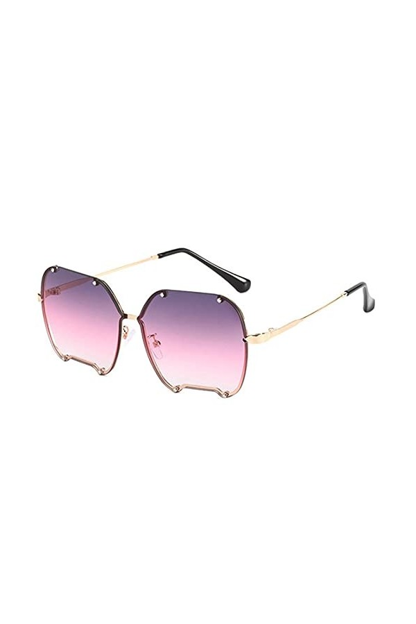 DLSM Lunettes de soleil en métal Irregular Hommes Femmes Lunettes de soleil Gradient Femmes Mode Mesdames Vintage Vintage Ros