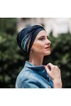 Carebell Elegance Hippie Turban Bonnet oncologique en bambou pour chimiothérapie ou alopécie, bleu marine, Taille Unique
