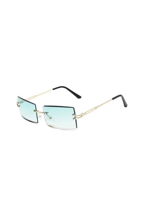 HCHES Lunettes de Soleil sans Monture Femmes Hommes dégradé Dame Lunettes de Soleil rétro Rectangle Coupe lentille Nuances sa