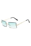 HCHES Lunettes de Soleil sans Monture Femmes Hommes dégradé Dame Lunettes de Soleil rétro Rectangle Coupe lentille Nuances sa