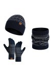 Daysskk Ensemble bonnet écharpe et gants pour homme et femme - Ensemble chaud - Bonnet dhiver - Bonnet pour homme - Écran ta
