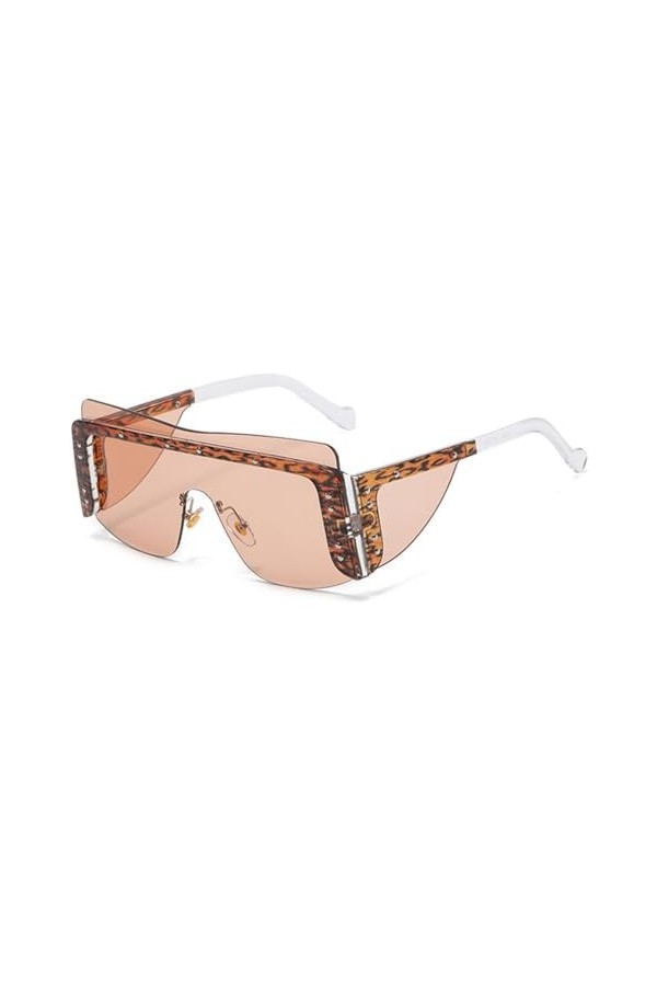 MUTYNE Lunettes de soleil sans monture pour femmes, lunettes de soleil carrées à rivets en métal uniques pour hommes, lunette
