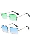 YUELUQU Lunettes de soleil rectangulaires rétro sans monture pour homme et femme - Lunettes transparentes Y2K vintage, Sgreen