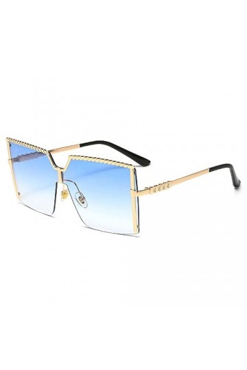 Lunettes de soleil carrées semi-cerclées pour femme Hommes UV400 Gradient Lunettes de soleil Femme, Bleu, Taille unique