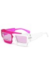 Lunettes de Soleil Carrées Irrégulières Femmes Rétro Double Couleur Lunettes Nuances UV400 Hommes Violet Rose Lunettes de Sol