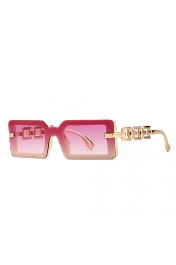 Lunettes de Soleil Carrées pour Femmes Rétro Dégradé Nuances UV400 Hommes Lunettes de Soleil à Monture en Chaîne, C4 Rose, Ta