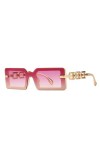 Lunettes de Soleil Carrées pour Femmes Rétro Dégradé Nuances UV400 Hommes Lunettes de Soleil à Monture en Chaîne, C4 Rose, Ta