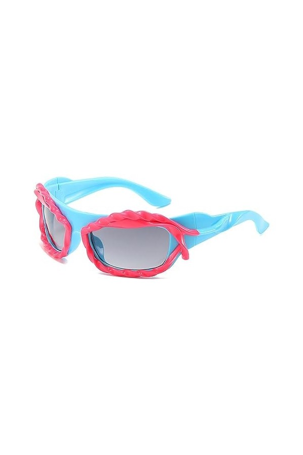 Rétro Irrégulier Cat Eye Double Couleur Lunettes de Soleil Femmes UV400 Hip Hop Hommes Punk Gris Gradient Lunettes de Soleil,