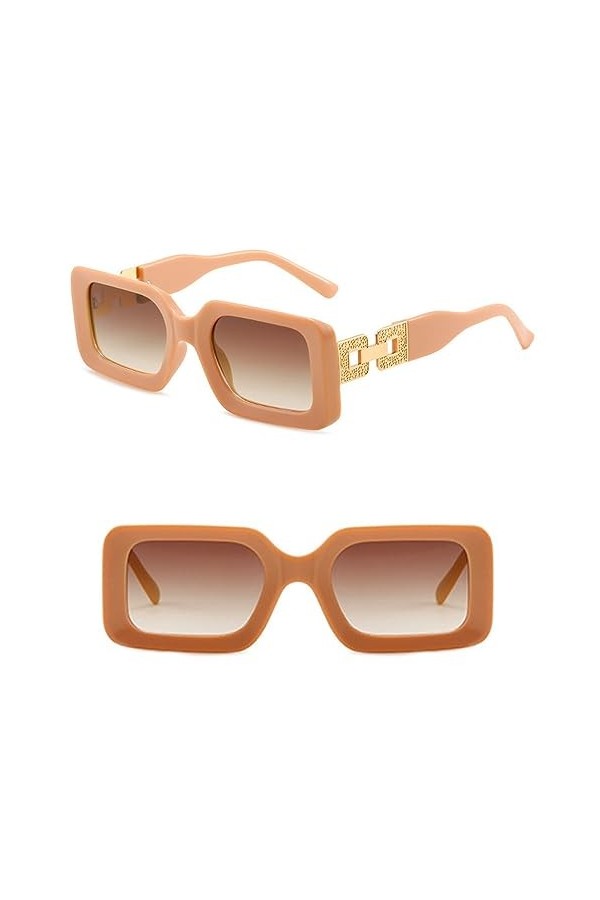 HPIRME Lunettes de soleil carrées rétro pour hommes et femmes, lunettes de soleil pour femmes, diamant, cadre de connexion, j