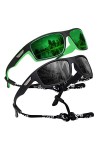 SKYWAY Lunettes de soleil polarisées pour homme et femme - Lunettes de soleil de pêche - Protection UV SS8004, noir/vert, Tai
