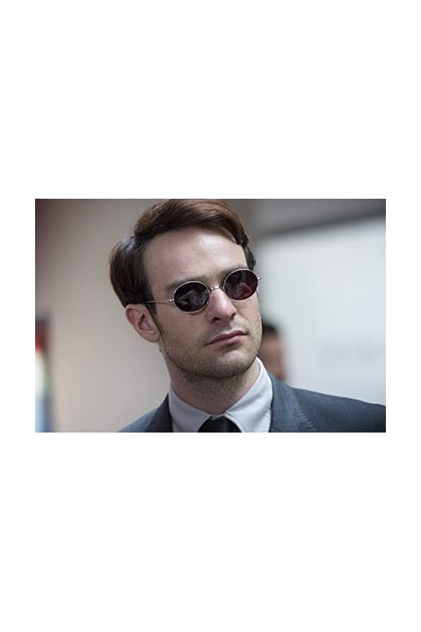 Daredevil Teashade style lunettes de soleil, châssis argenté / La lentille rouge