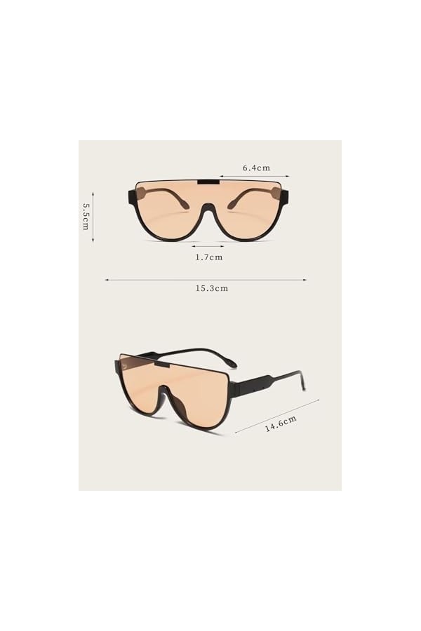 Lunettes De Soleil Femme Lunettes De Soleil Une Pièce Marron À Demi Monture Inférieure À La Mode Pour Femmes Lunettes De Sole