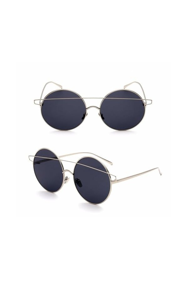 HPIRME Lunettes de Soleil Rondes Grandes Femmes Dame Lunettes de Soleil Femme UV400 sans Monture, 2, Taille Unique