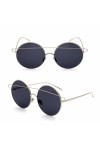HPIRME Lunettes de Soleil Rondes Grandes Femmes Dame Lunettes de Soleil Femme UV400 sans Monture, 2, Taille Unique