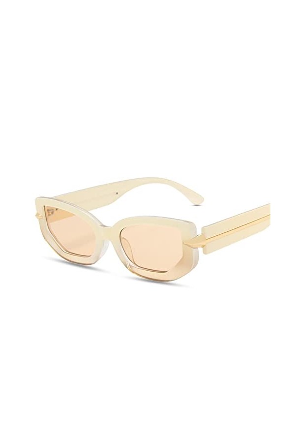 EkeNoz Lunettes de soleil rétro œil de chat en métal, petite monture, for hommes et femmes, tendance, UV400, cadeau Color : 