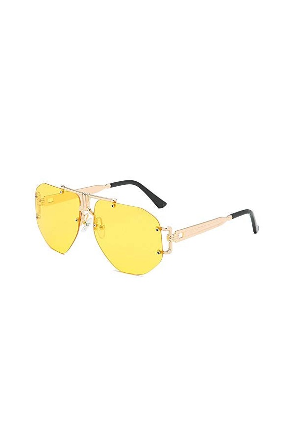 HPIRME Lunettes de soleil sans monture femmes hommes nuances transparentes lunettes de soleil femme cadre en métal couleur no