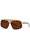 Stripe Frame Square Lunettes de soleil Femmes Hommes Lunettes de soleil surdimensionnées Vintage Eyewear UV400, LEOPARD, Tail