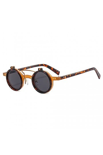 Petites lunettes de soleil rondes Punk pour femmes Lunettes de soleil à rabat rétro UV400 Hommes Rivets Lunettes de soleil, t
