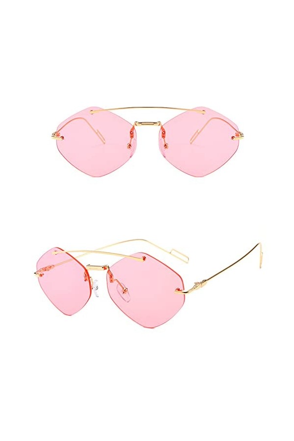 HCHES Lunettes de soleil carrées femmes alliage double faisceau nuances lunettes femme lunettes de soleil UV400, 4, taille un