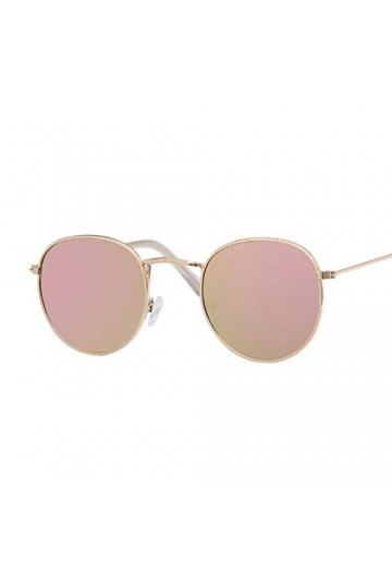 SvriTe Petites lunettes de soleil rondes rétro pour femme Lunettes de soleil vintage pour femme Lunettes de luxe miroir Ray l