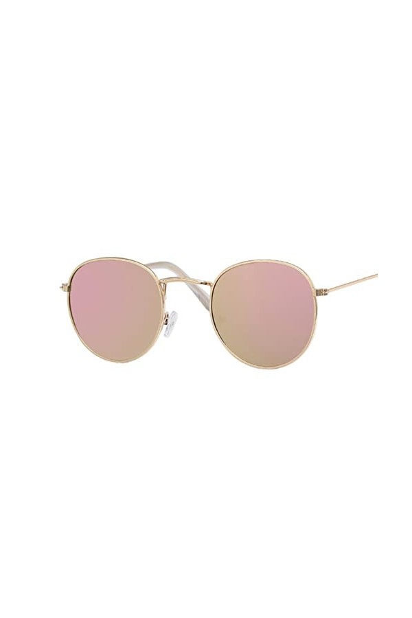 SvriTe Petites lunettes de soleil rondes rétro pour femme Lunettes de soleil vintage pour femme Lunettes de luxe miroir Ray l