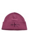Calvin Klein Jeans - Bonnet femme en coton avec double logo, aubergine, Taille Unique