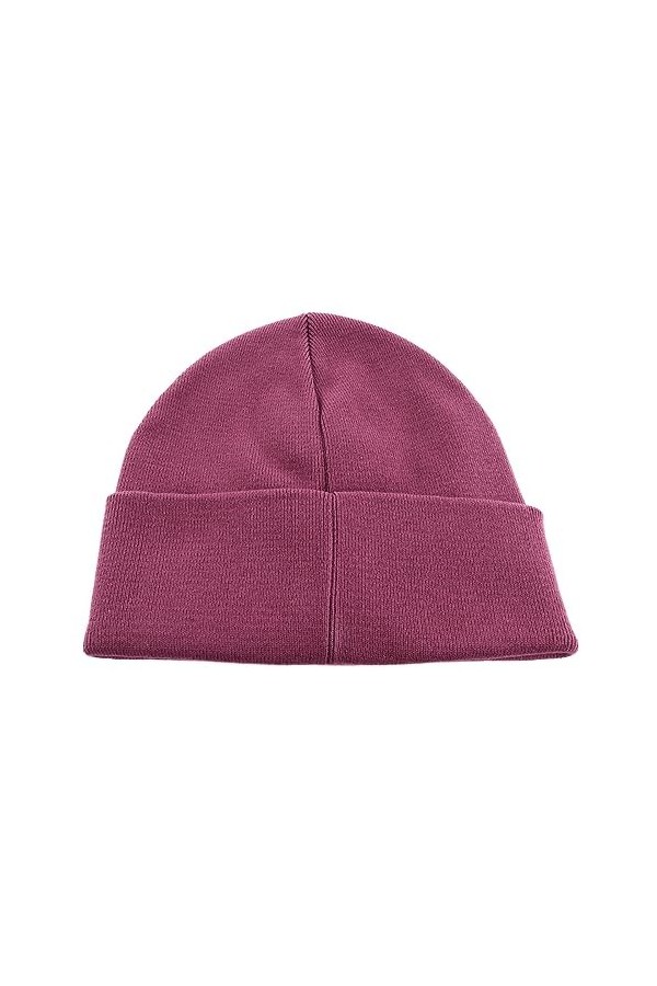 Calvin Klein Jeans - Bonnet femme en coton avec double logo, aubergine, Taille Unique