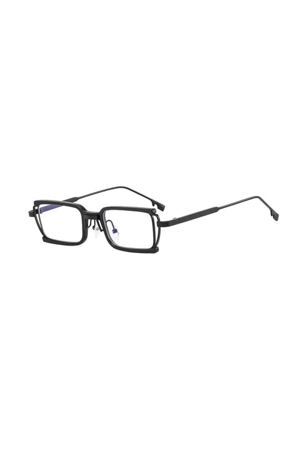 Lunettes de Soleil Rectangulaires Femmes Hommes Type Mince PC Lentille Alliage Métal Cadre Carré UV400,8, Taille Unique