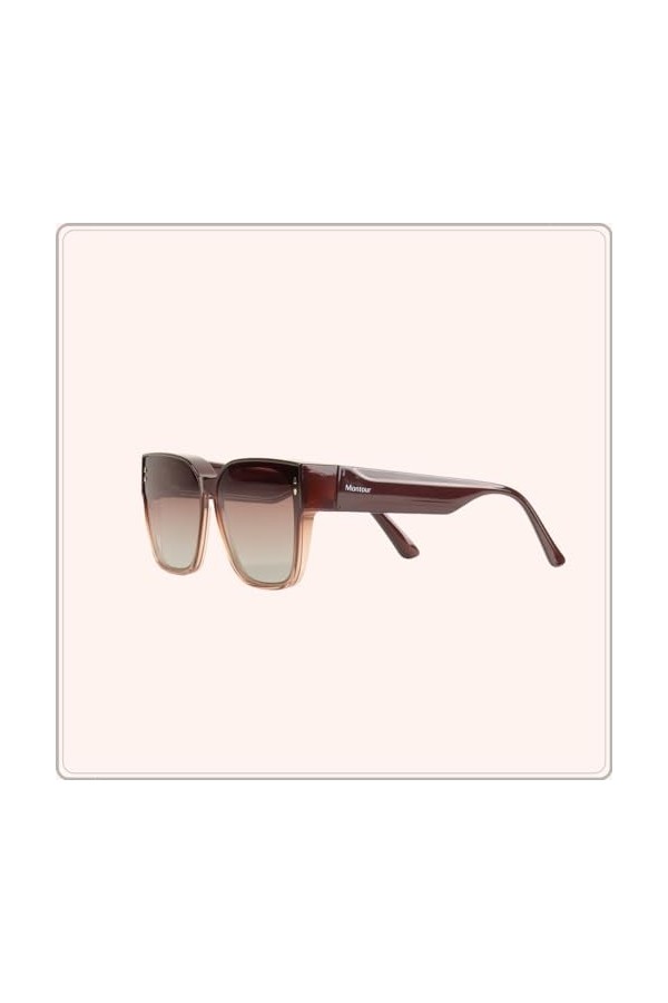 Montour Lunettes de Soleil OVerset - Coco - Modèle Carré - Marron - Femme - Coupe Large, marron ,