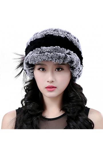 BeFur Bonnet Rex en fourrure - Pour femme - Chaud et doux, gris/noir., Taille unique