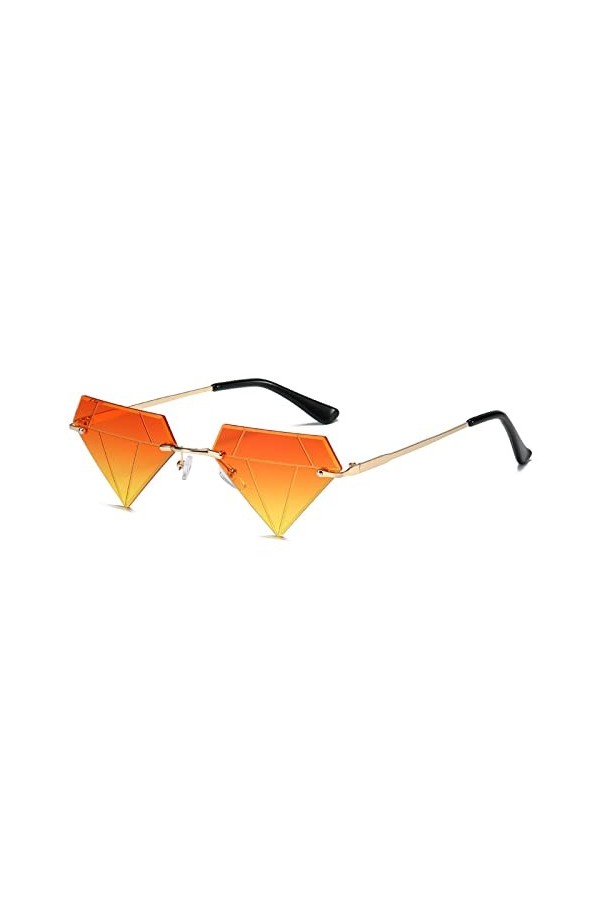 Lunettes de soleil sans monture femmes hommes Hip Hop lunettes de soleil forme de diamant lunettes de fête femme Uv400, gris,